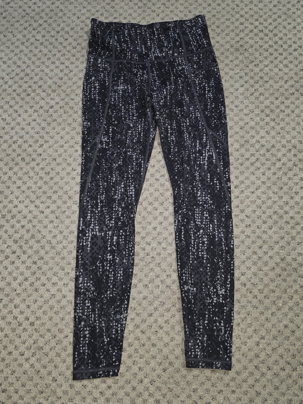 Athleta Black Speckled Mid-Rise Performance Leggings
